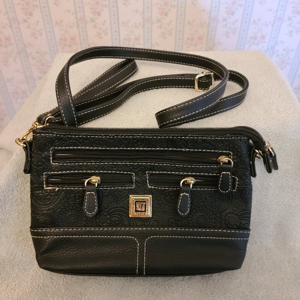 STONE MOUNTAIN CHARLUZZO BONDED LEATHER BAGGER 4 -IN-1CONVERTIBLE BAG-COGNAC